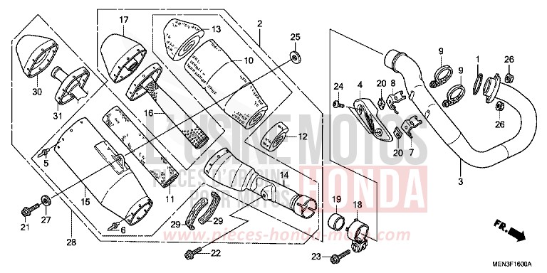 SILENCIEUX D'ECHAPPEMENT de CRF450R EXTREME RED (R292) 2011