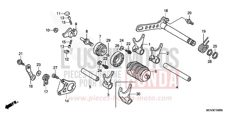 TAMBOUR DE SEL.DE VITESSE de CRF450R EXTREME RED (R292) 2012