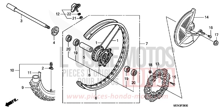 ROUE AVANT de CRF450R EXTREME RED (R292) 2012
