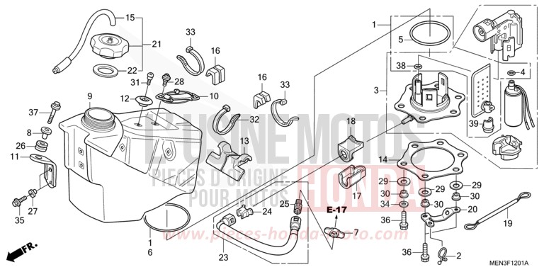 RESERVOIR A CARBURANT (CRF450RB/C) de CRF450R EXTREME RED (R292) 2012