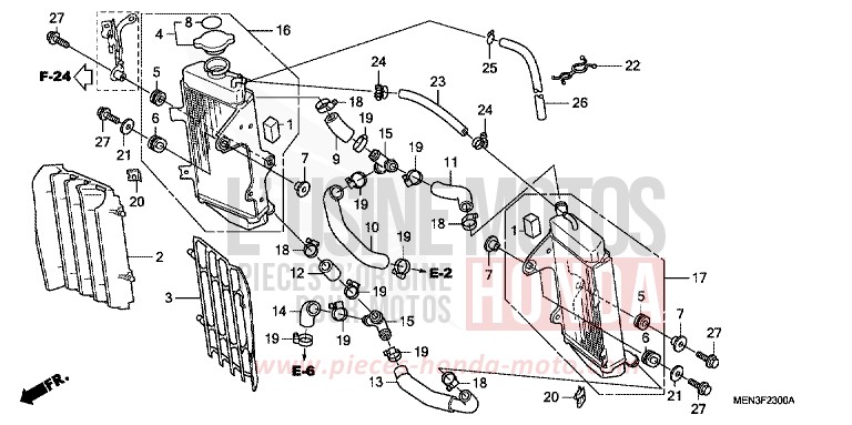 RADIATEUR de CRF450R EXTREME RED (R292) 2012