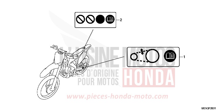 ETIQUETTE DE PRECAUTIONS (CRF450RA/B/C-ED) de CRF450R EXTREME RED (R292) 2012