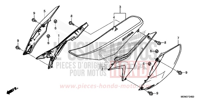 SIEGE/COUVERCLE LATERAL de CRF450R EXTREME RED (R292) 2013