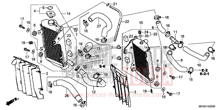 RADIATEUR de CRF450R EXTREME RED (R292) 2013