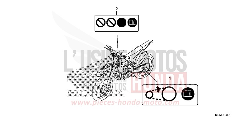 ETIQUETTE DE PRECAUTIONS (ED) de CRF450R EXTREME RED (R292) 2013