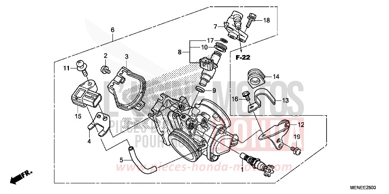 CORPS DE PAPILLON de CRF450R EXTREME RED (R292) 2014