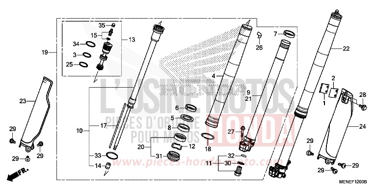 FOURCHETTE AVANT (D/E) de CRF450R EXTREME RED (R292) 2014