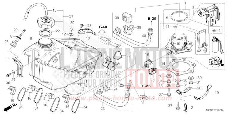 RESERVOIR A CARBURANT de CRF450R EXTREME RED (R292) 2014