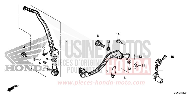 PEDALE/BIE. DE DEMARREUR DE KICK de CRF450R EXTREME RED (R292) 2014