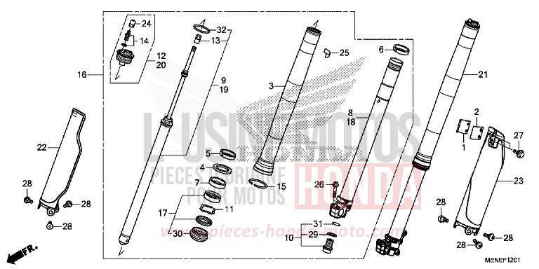 FOURCHETTE AVANT (F/G) de CRF450R EXTREME RED (R292) 2015
