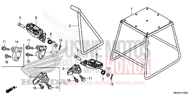 MARCHE/BEQUILLE de CRF450R EXTREME RED (R292) 2015