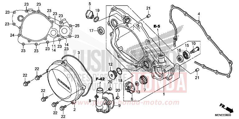 PANNEAU CARTER-MOTEUR D./POMPE A EAU de CRF450R EXTREME RED (R292) 2016