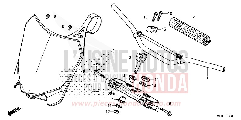 TUYAU DE GUIDON/PONT SUPERIEUR de CRF450R EXTREME RED (R292) 2016