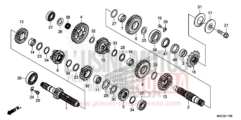 BOITE DE VITESSES de CRF450R EXTREME RED (R292) de 2018