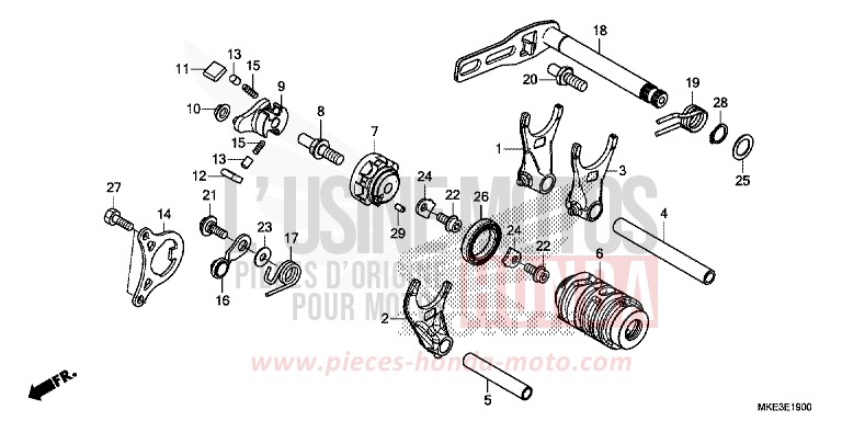 BARILLET DE SELECTION de CRF450R EXTREME RED (R292) 2018