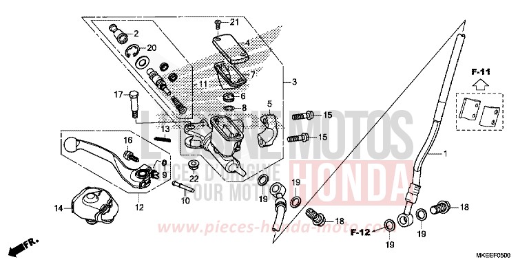 MAITRE-CYLINDRE DE FREIN AVANT CYLINDRE de CRF450R EXTREME RED (R292) 2019
