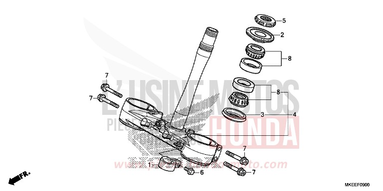 TIGE DE DIRECTION de CRF450R EXTREME RED (R292) de 2019