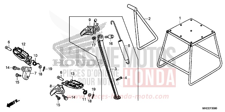 MARCHE/BEQUILLE de CRF450R EXTREME RED (R292) de 2019