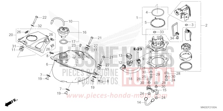 RESERVOIR A CARBURANT (CRF450R) de CRF450R EXTREME RED (R292) 2020