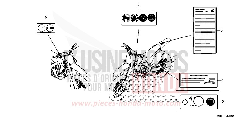 ETIQUETTE DE PRECAUTIONS de CRF450R EXTREME RED (R292) de 2020