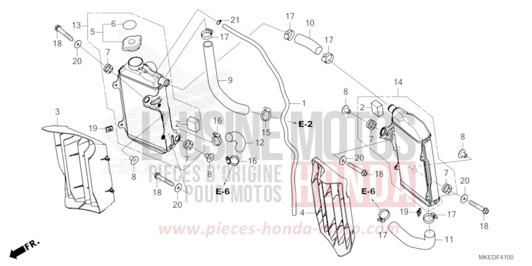 RADIATEUR de CRF450R EXTREME RED (R292) 2021