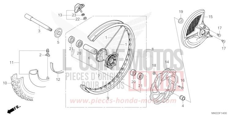 ROUE AVANT de CRF450R EXTREME RED (R292) 2022