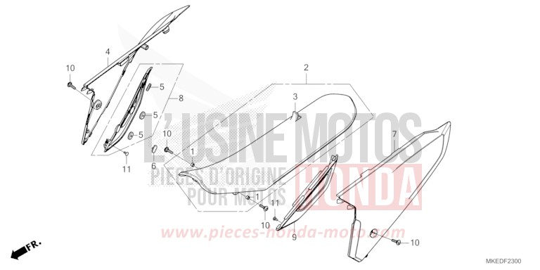 SIEGE/COUVERCLE LATERAL de CRF450R EXTREME RED (R292) de 2022