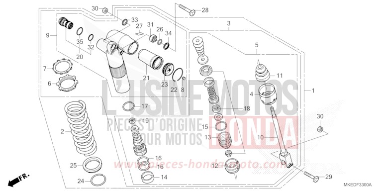 COUSSIN ARRIERE de CRF450R EXTREME RED (R292) de 2022