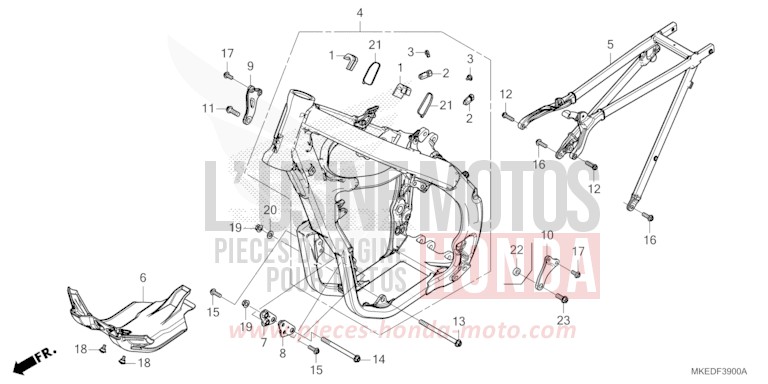 CARROSSERIE DE CHASSIS de CRF450R EXTREME RED (R292) de 2022