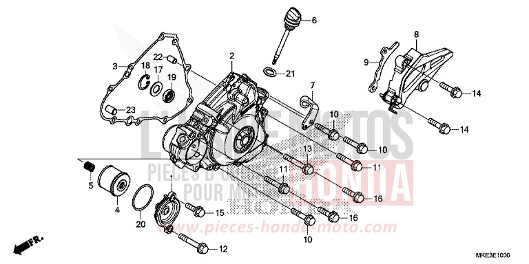 PANNEAU CARTER-MOTEUR G. de CRF450R EXTREME RED (R292) de 2017