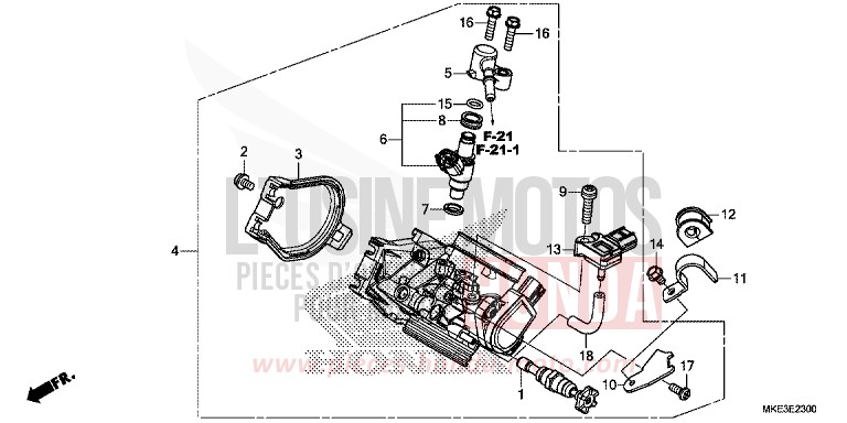 CORPS DE PAPILLON de CRF450R EXTREME RED (R292) 2017