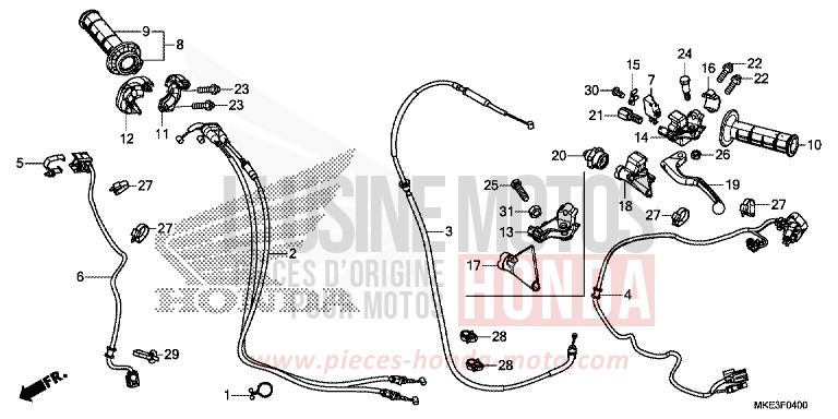 LEVIER DE GUIDON/COMMUTATEUR/CABLE (CRF450RH/RXH) de CRF450R EXTREME RED (R292) 2017