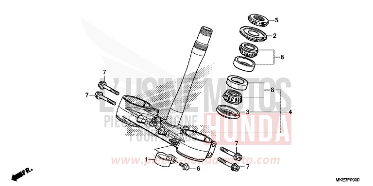 TIGE DE DIRECTION de CRF450R EXTREME RED (R292) de 2017