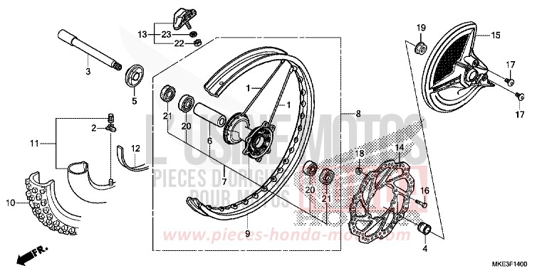 ROUE AVANT de CRF450R EXTREME RED (R292) 2017