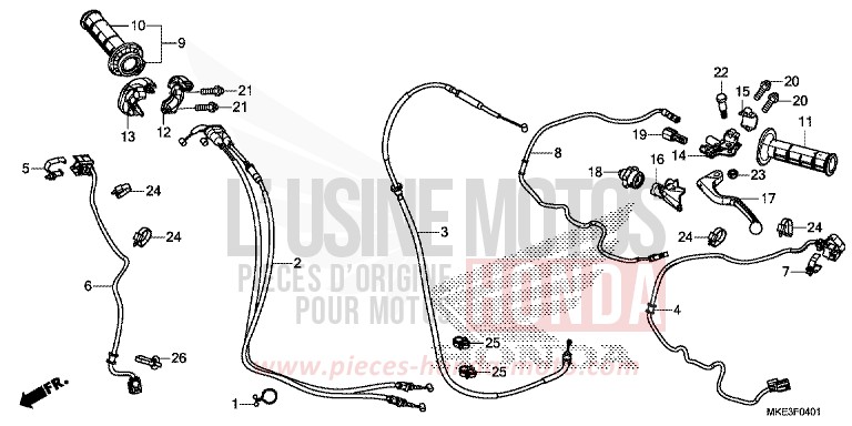 LEVIER DE GUIDON/COMMUTATEUR/CABLE (CRF450RJ/RXJ) de CRF450R EXTREME RED (R292) de 2018