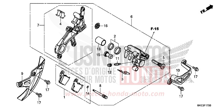 ETRIER DE FREIN ARRIERE de CRF450R EXTREME RED (R292) 2018