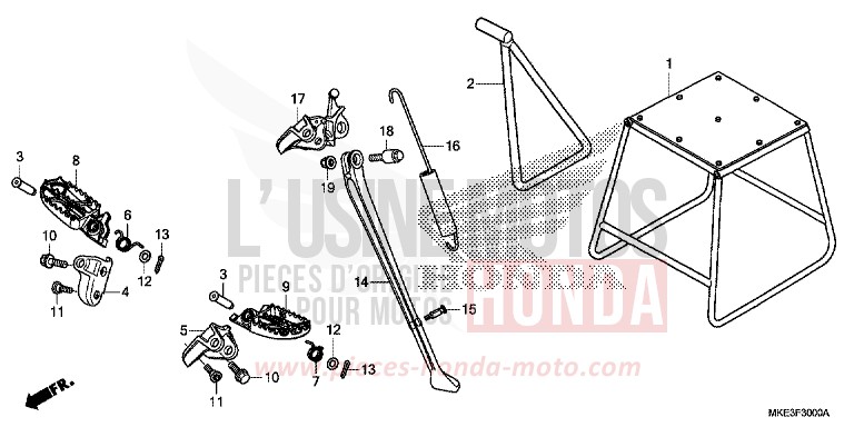 MARCHE/BEQUILLE de CRF450R EXTREME RED (R292) 2018