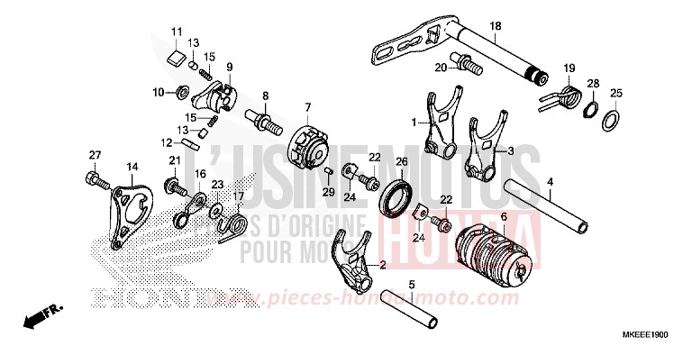 BARILLET DE SELECTION de CRF450R EXTREME RED (R292) 2019