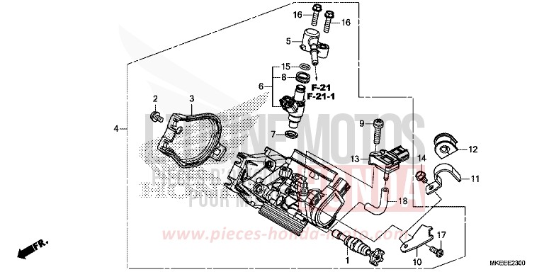 CORPS DE PAPILLON de CRF450R EXTREME RED (R292) 2019