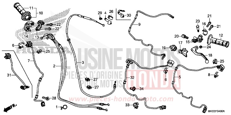 LEVIER DE GUIDON/COMMUTATEUR/CABLE de CRF450R EXTREME RED (R292) 2019
