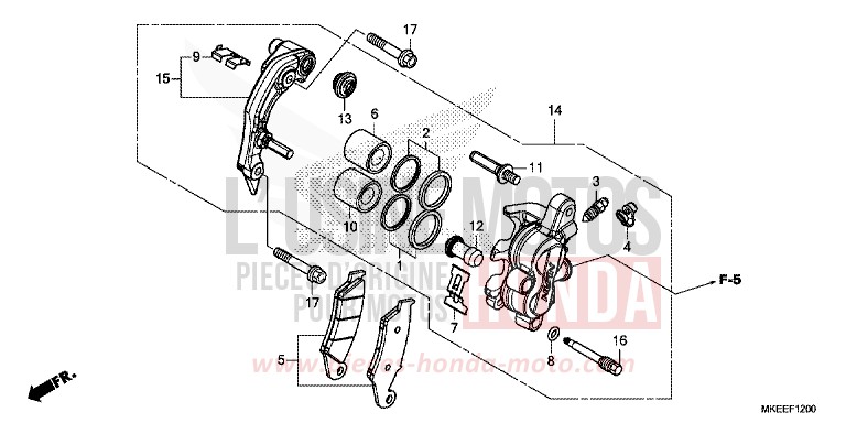 ETRIER DE FREIN AVANT de CRF450R EXTREME RED (R292) 2019