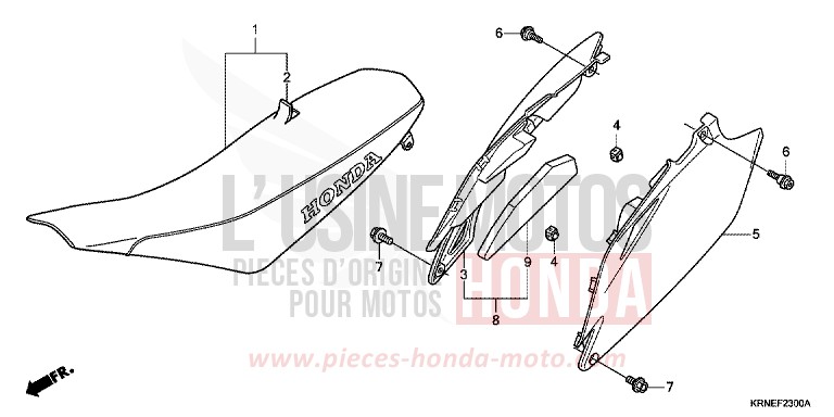 SIEGE/COUVERCLE LATERAL de CRF250R EXTREME RED (R292) de 2010
