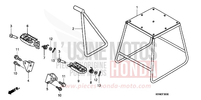 BEQUILLE/MARCHE de CRF250R EXTREME RED (R292) de 2010