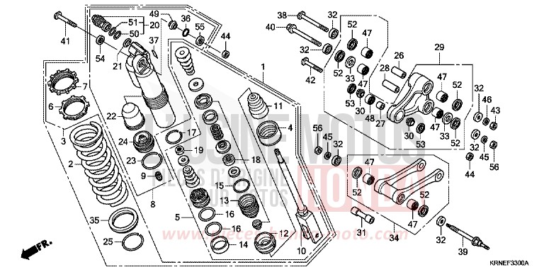 COUSSIN ARRIERE de CRF250R EXTREME RED (R292) de 2010