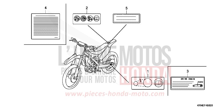 ETIQUETTE DE PRECAUTIONS de CRF250R EXTREME RED (R292) de 2010