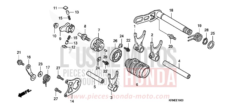 BARILLET DE SELECTION de CRF250R EXTREME RED (R292) 2011