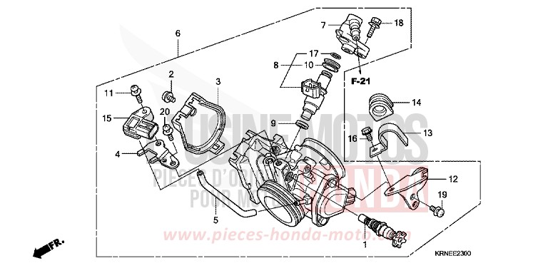 CORPS DE PAPILLON de CRF250R EXTREME RED (R292) 2011