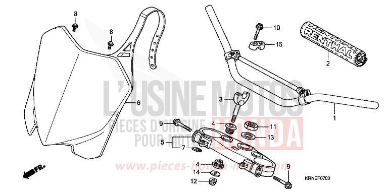 TUYAU DE GUIDON/PONT SUPERIEUR de CRF250R EXTREME RED (R292) 2011