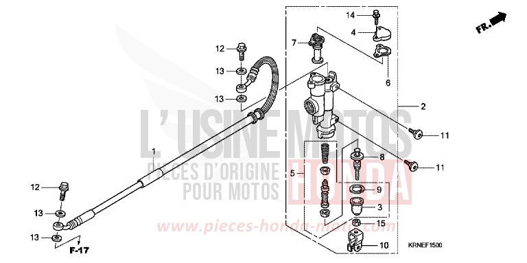 MAITRE-CYLINDRE FREIN AR. de CRF250R EXTREME RED (R292) 2011