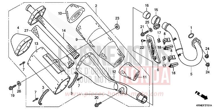 SILENCIEUX D'ECHAPPEMENT (CRF250RB/C/D) de CRF250R EXTREME RED (R292) 2011